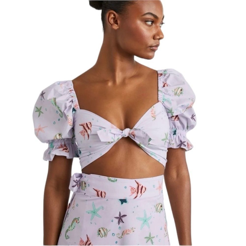 Nwt Hill House Purple Sea Creatures The Isabella Crop Size Small